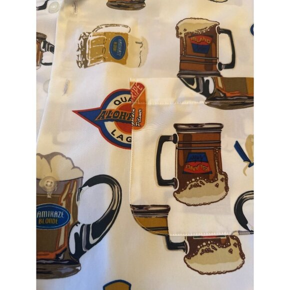 Vintage Ferruche Mens Beer Mug Print Shirt Large Short Sleeve Button-Up - Picture 2 of 5